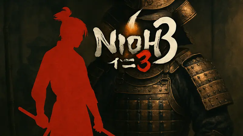 Логотип игры NiOh 3 на фоне самурайской брони, символизирующий миллионные продажи и успех