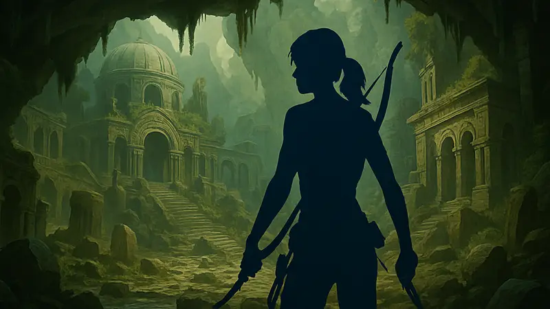 Лара Крофт исследует древние руины в Tomb Raider Legacy of Atlantis.
