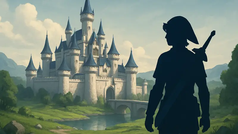 Изображение замка Хайрул из The Legend of Zelda, одного из самых культовых замков в играх.