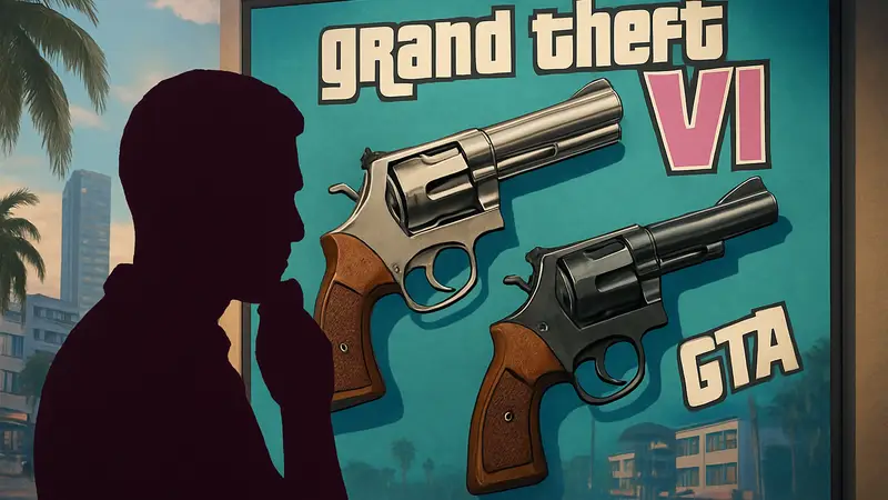 Изображение револьверов из Grand Theft Auto 6, ошибка в лоре GTA.