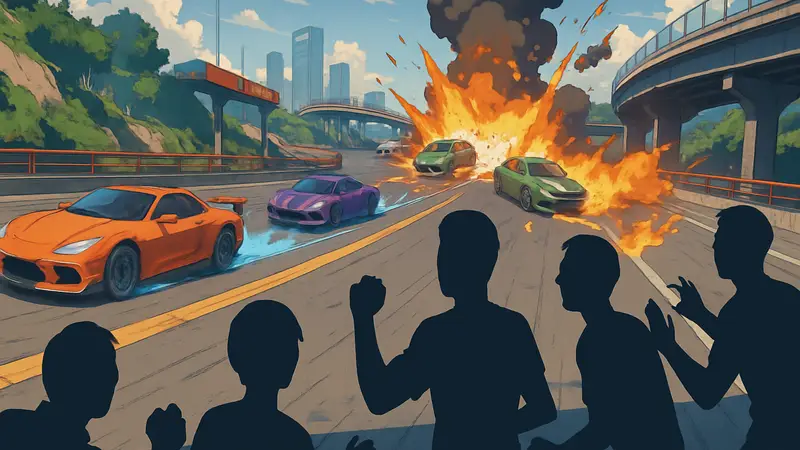 Скриншот из игры Screamer с хаотичными многопользовательскими гонками