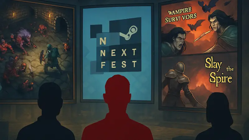 Скриншот игры Vampire Crawlers, сравнение с Vampire Survivors и Slay the Spire на Steam Next Fest.