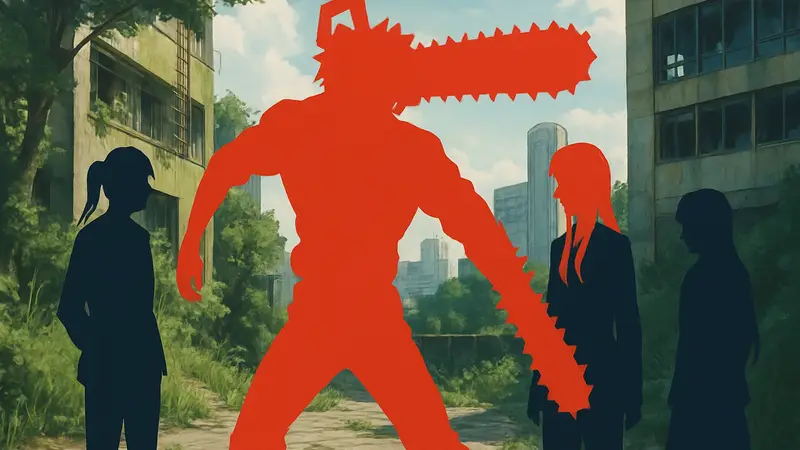 Обложка манги Chainsaw Man с главными героями и логотипом