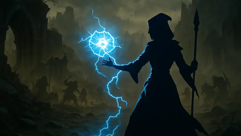 Волшебница Diablo 4 использует заклинания Потрескивающей энергии в бою