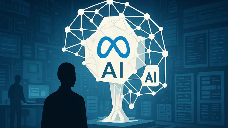 Схематичное изображение 'гиперагентов' Meta, демонстрирующее самообучающийся ИИ без кодирования.