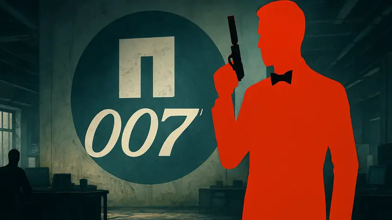 Логотип игры 007 First Light на фоне символики IO Interactive и агента 007.