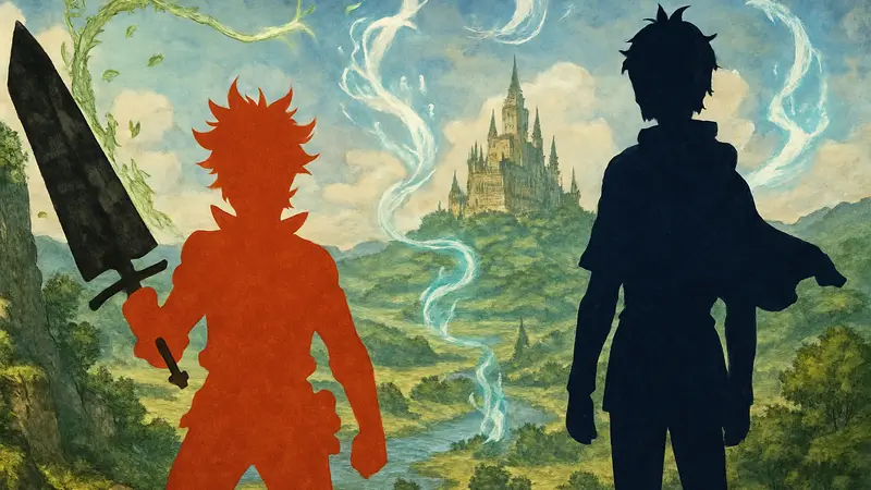 Обложка манги Black Clover с Астой и Юно, магия и приключения