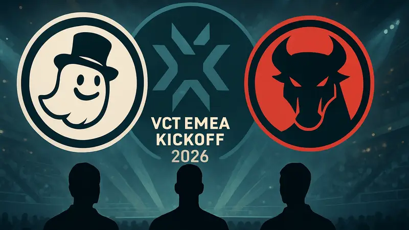 Логотипы Gentle Mates и BBL Esports на фоне эмблемы VCT EMEA Kickoff 2026.