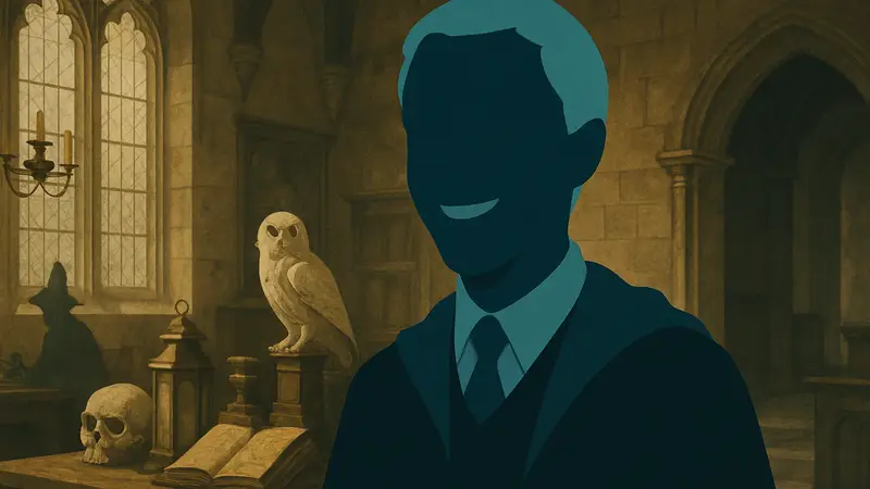 Том Фелтон улыбается, вероятно, в образе Драко Малфоя из "Гарри Поттера".