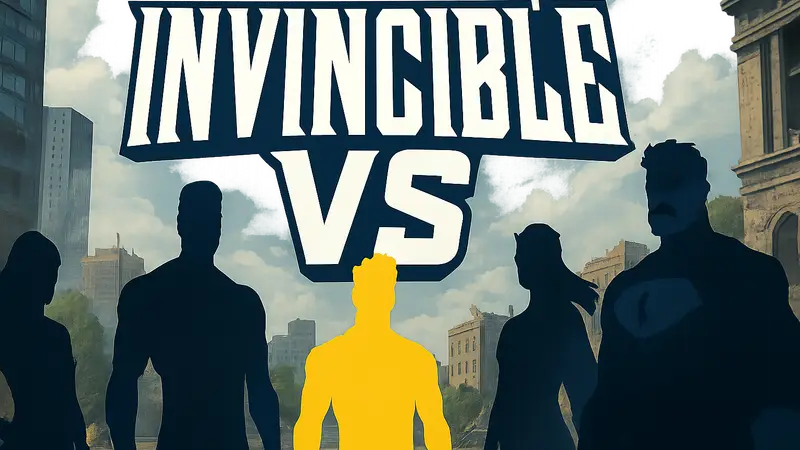 Логотип Invincible VS на фоне персонажей, анонс игры