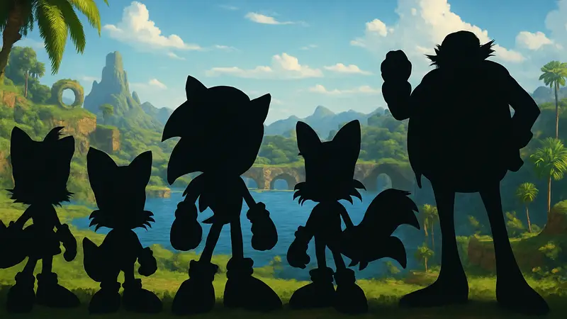 Изображение нескольких популярных персонажей из вселенной Sonic the Hedgehog