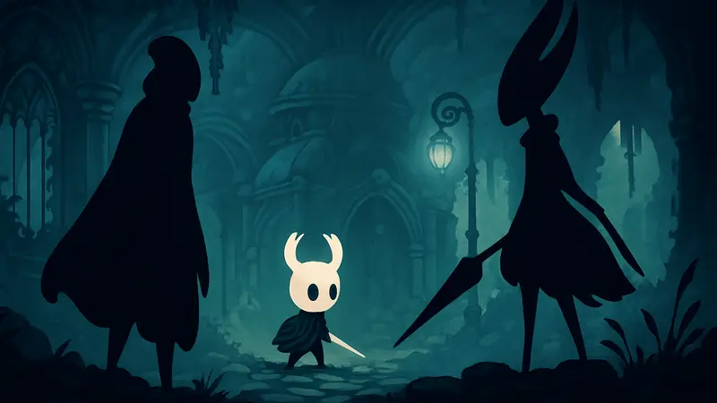 Скриншот из игры Hollow Knight, иллюстрация к списку метроидваний с истинными концовками.