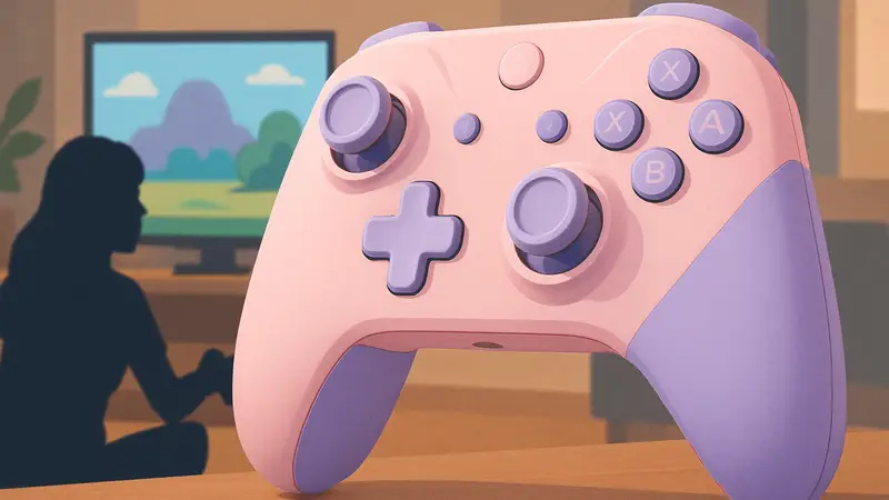Беспроводной контроллер GameSir T7 Pro Sugar Whirl в розово-фиолетовых тонах.