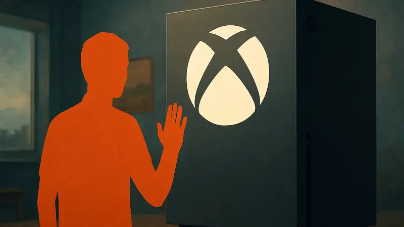 Логотип Xbox на фоне консоли, символизирующий подход компании к рекламе в играх