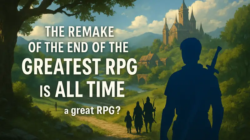 Обложка или скриншот игры The Remake of the End of the Greatest RPG of All Time с вопросом о величайшей RPG.