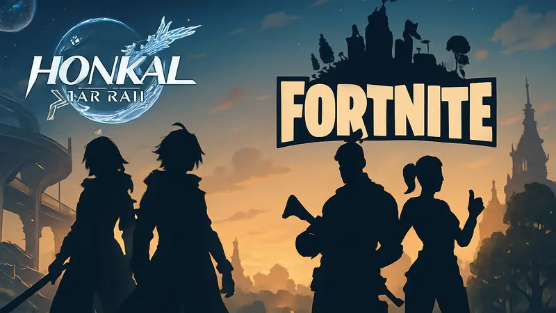 Логотипы Honkai: Star Rail и Fortnite, символизирующие коллаборацию двух игр.