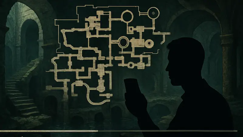 Скриншот или концепт-арт вырезанной карты канализации Dark Souls 2, показанный ютубером.