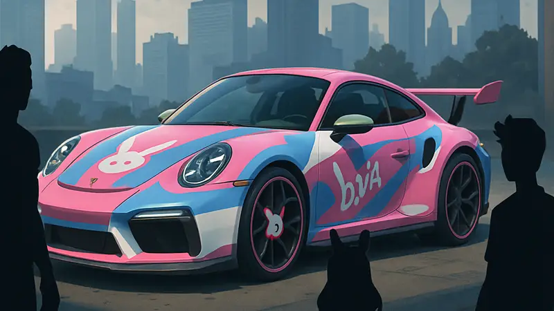 Изображение Porsche в стиле D.Va из Overwatch для Fortnite или декалей Overwatch для Rocket League
