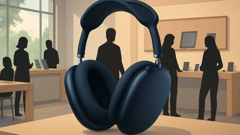 Изображение наушников Apple AirPods Max цвета Midnight, демонстрирующее их дизайн.