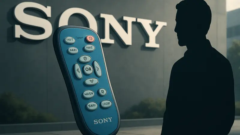 Универсальный пульт из фильма Адама Сэндлера «Клик» на фоне логотипа Sony