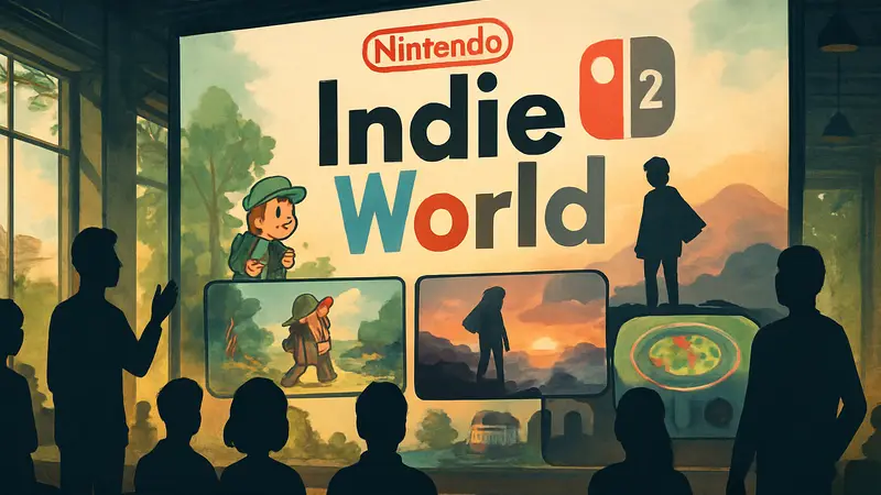 Логотип Nintendo Indie World с анонсами игр для Switch и Switch 2