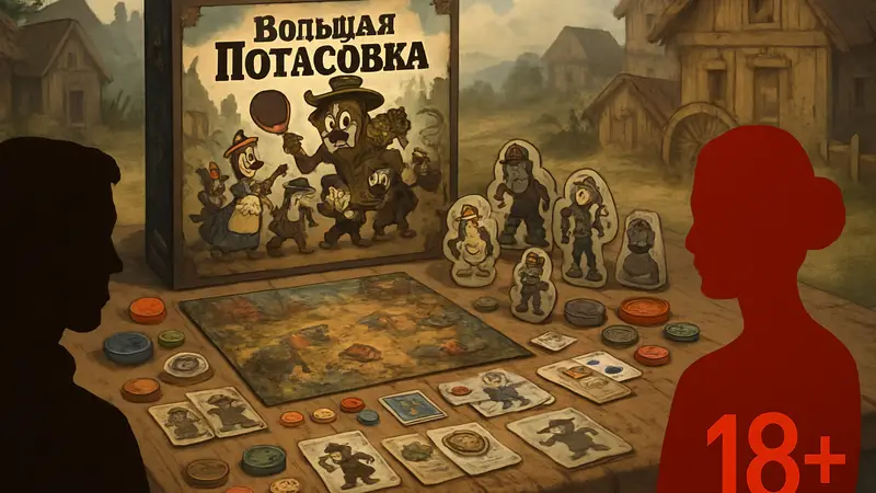 Настольная игра Большая потасовка с компонентами и изображением 18+