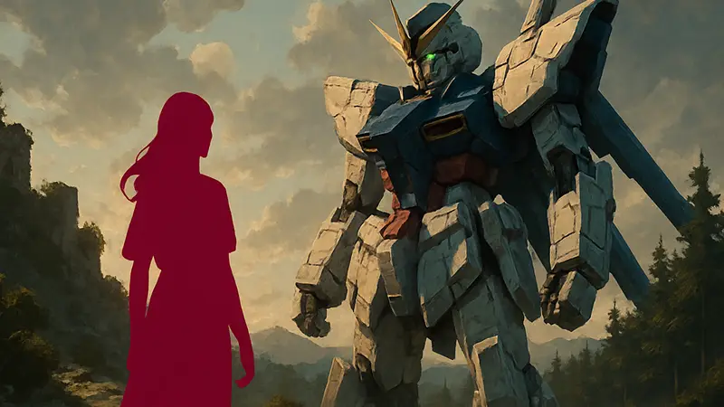 Постер аниме-фильма Gundam Hathaway: The Sorcery of Nymph Circe с мобильным доспехом Gundam.