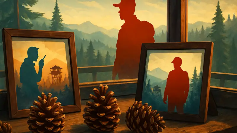 Сосновые шишки и фоторамки из Firewatch, показывающие невидимый дизайн игры, создающий эффект реальности.