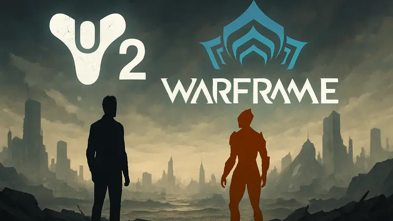 Логотипы Destiny 2 и Warframe, символизирующие обсуждение будущего игр-сервисов и конец эпохи.