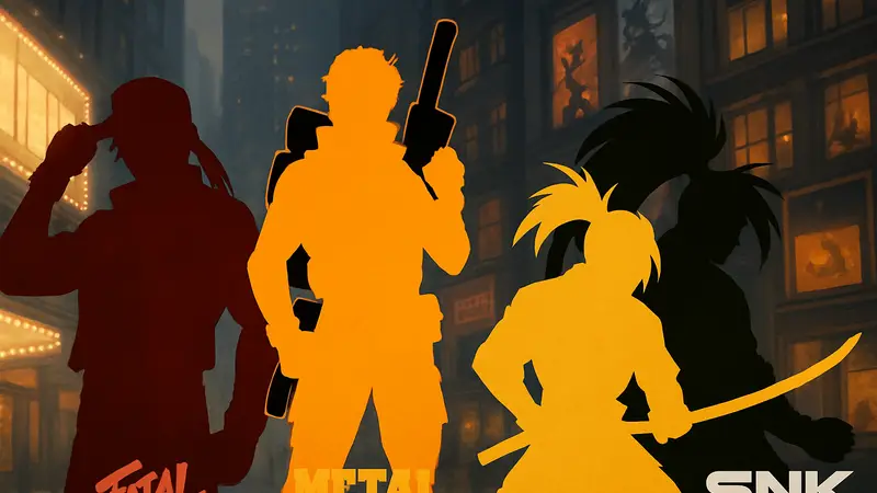 Логотипы Fatal Fury, Metal Slug, Samurai Shodown и SNK, символизирующие адаптации игр в кино и аниме