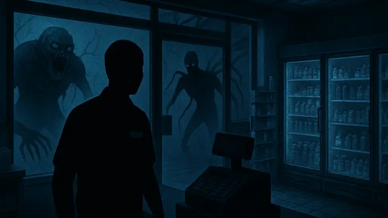 Изображение хоррора Shift at Midnight с монстрами и ночной сменой.