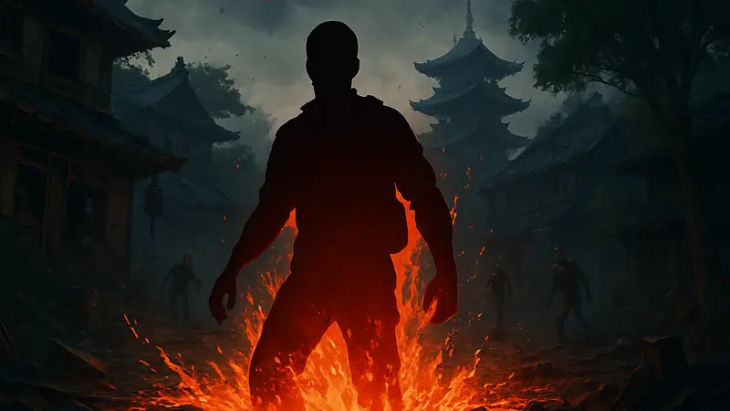Игрок в Black Ops 7 Zombies на карте Kowakujo с эффектом лавы