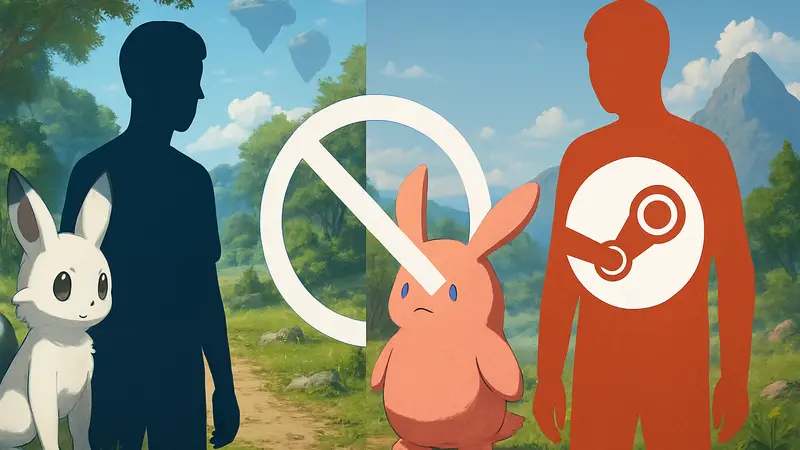 Сравнение персонажей Palworld и Pickmos, иллюстрация удаления игры из Steam