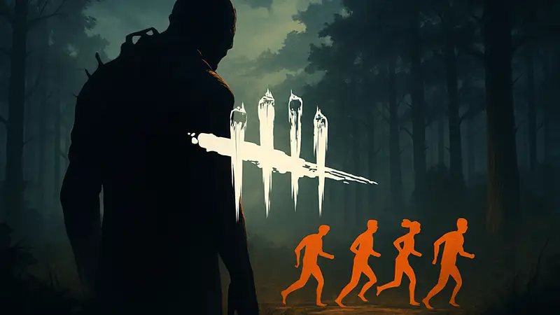 Логотип Dead By Daylight с изображением убийцы и выживших, символизирующий долгую жизнь игры