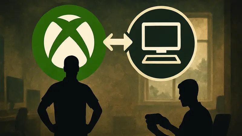 Логотип Xbox и значок PC, символизирующие обратную совместимость игр.