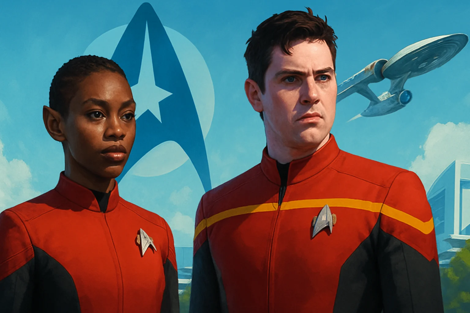 Изображение двух новых персонажей из сериала Starfleet Academy, представляющих изменения во вселенной Star Trek