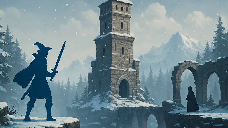 Скриншот или обложка 2D фэнтези-игры Winter Tower, доступной бесплатно в Steam