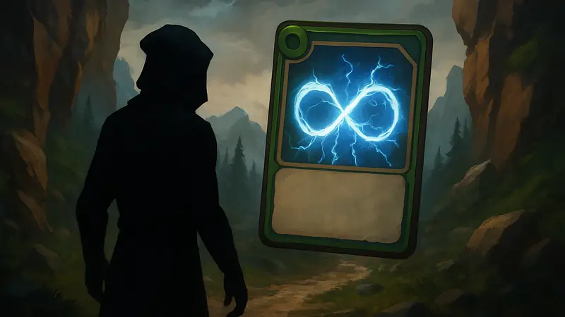 Игровая карта из Slay the Spire 2 с эффектом зачарования.