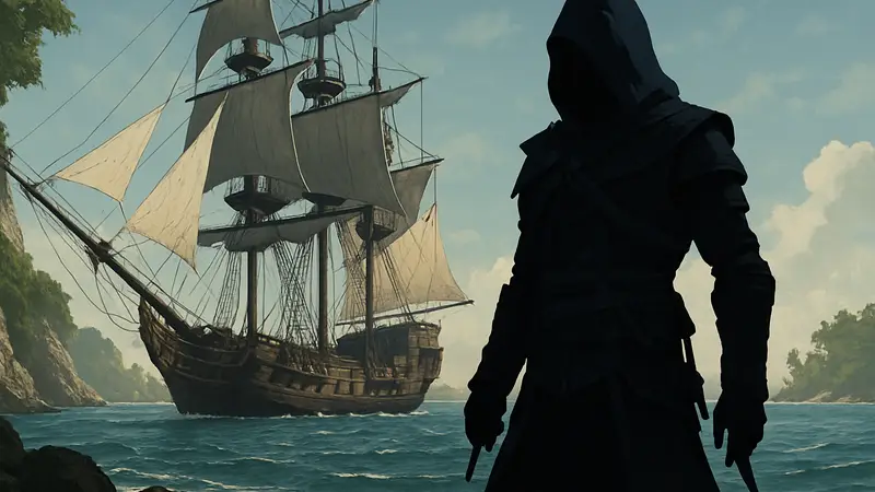 Эдвард Кенуэй в доспехах Тень и Мрак в Assassin's Creed Black Flag Resynced. Пиратский корабль.