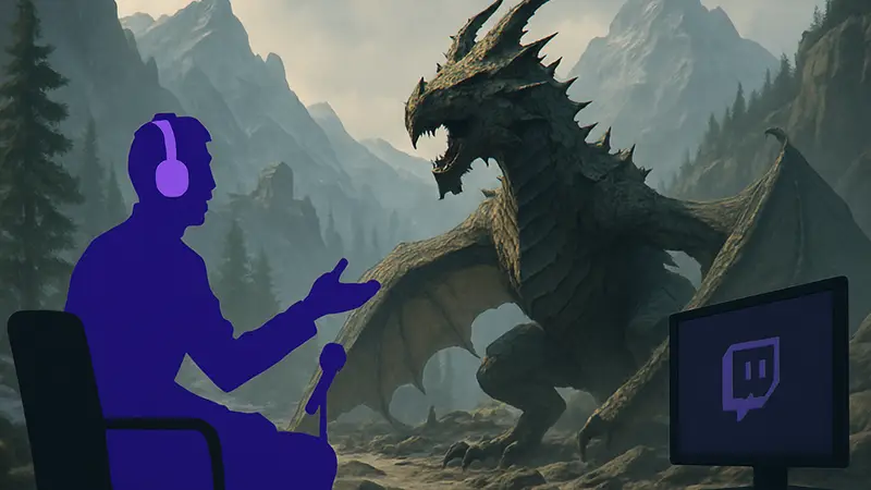 Мод Skyrim, дебаты с драконами, стример Blurbs, Twitch, RPG