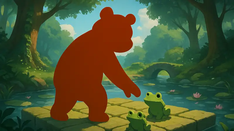 Медвежонок Бонни, главный персонаж Bonnie Bear Saves Frogtime, спасает лягушек в игре