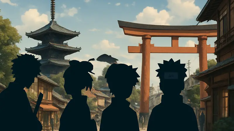 Популярные аниме-персонажи, символизирующие японскую культуру и разницу в популярности.