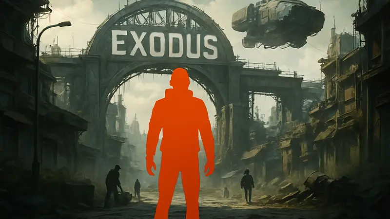 Концепт-арт или скриншот из игры EXODUS, демонстрирующий атмосферу