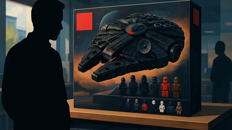 Набор LEGO Star Wars "Темный Сокол Тысячелетия" с шестью минифигурками в коробке.