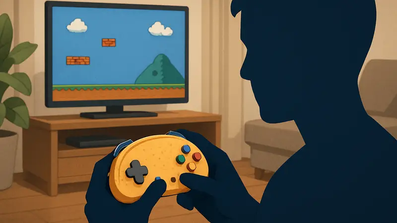 Игровой контроллер Gamesir Pocket Taco в руках геймера, демонстрирующий компактный размер и дизайн.