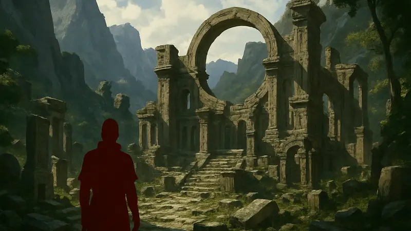 Загадочные древние руины в локации Five-Finger Mountain Valley из Crimson Desert.