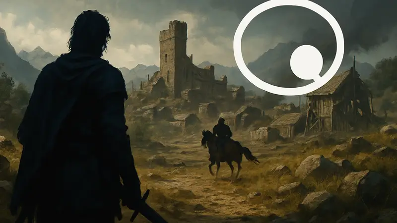 Логотип Pearl Abyss на фоне концепт-арта Crimson Desert, символизирующий проблемы разработки