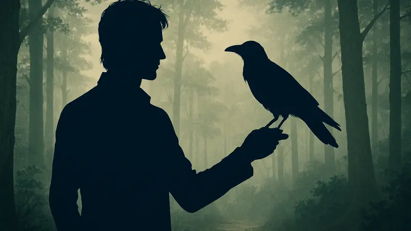 Дэймон Сальваторе из сериала Дневники вампира с вороном, символизирующим его утраченные способности