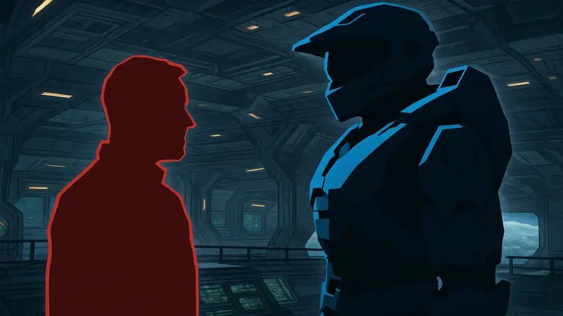 Капитан Кийес и Мастер Чиф на корабле «Столп Осени» из Halo Campaign Evolved.