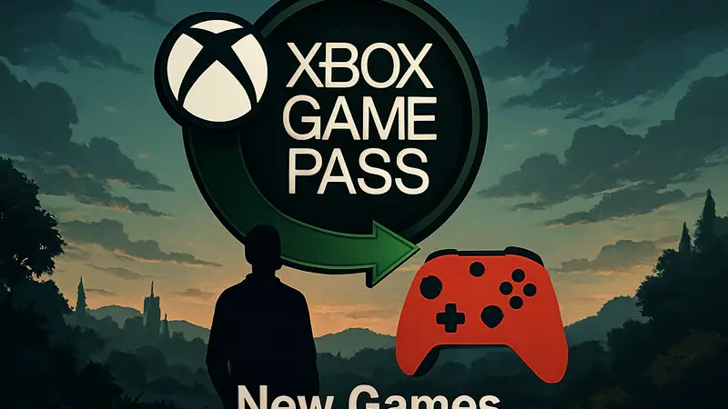 Логотип Xbox Game Pass с надписью 'Новые игры' и контроллером Xbox.